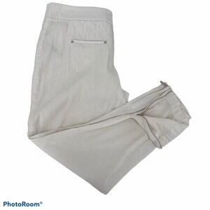 White House Black Market Crop Leg Zip Hem Drawstring White Casual Size 4 Women